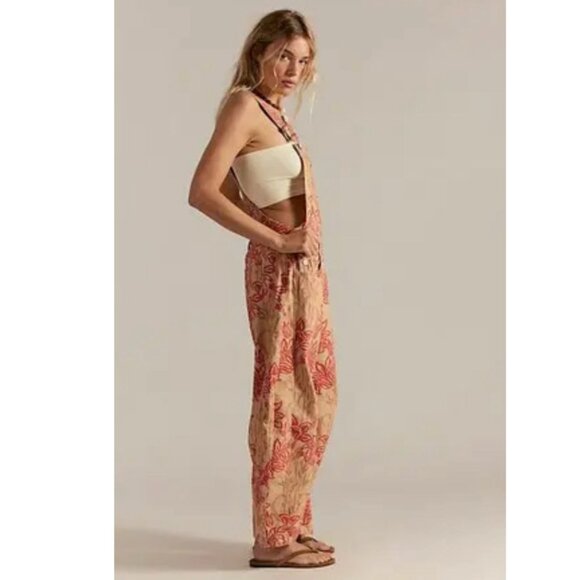 Free People We The Free Good Luck Printed Overalls NWT Large - Picture 3 of 6